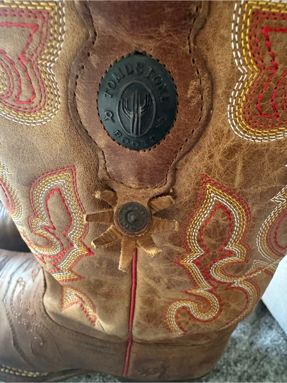 Brown Embroidered Western Ankle Boot - Women - Picture 5 of 13